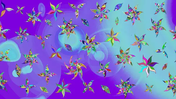 Düz Çiçek Elementleri Tasarımı. Raster illüstrasyonundaki çiçek desenli çizim. Renkli Bahar Teması eskiz kalıbı. Güzel kumaş deseni.