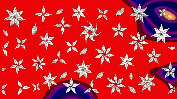 Raster illüstrasyonu. Çiçekli, yapraklı, çiçek desenli eskiz. El çizimi.