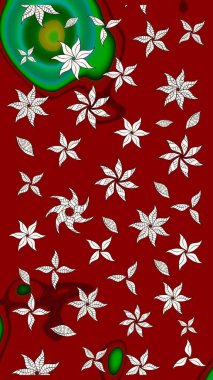 Raster çiçek desenli çiçek deseni, yapraklar, dekoratif elementler, sıçrama, lekeler, el çizimi kontur çizgileri ve Doodle çizim stili, grafik raster çizim çizimi.