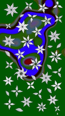 Düz Çiçek Elementleri Tasarımı. Güzel kumaş deseni. Renkli Yaz Temalı eskiz kalıbı. Raster illüstrasyonunda çiçek deseni çizimi.