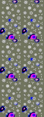 Çiçek yeşili eskiz deseni. Raster çiçek izi. Klasik taslak çizimi. Raster Yumuşak kumaş deseni.