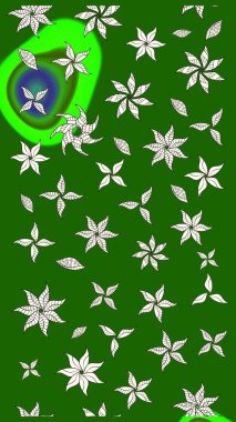 Çiçek. Yeşil renklerde. Taslak dekoratif arka plan, çiçek mandala. Raster illüstrasyonu.