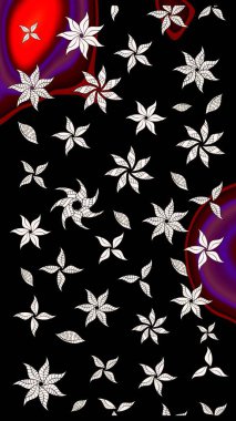 Düz Çiçek Elementleri Tasarımı. Çiçek deseni. Renkli Bahar Teması eskiz kalıbı. Raster çizimi. Güzel kumaş deseni..