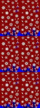 Raster illüstrasyonundaki çiçek desenli çizim. Kırmızı renkte çiçekler. Renkli Bahar Teması eskiz kalıbı. Düz Çiçek Elementleri Tasarımı.