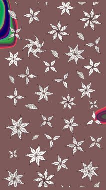 Renkli Bahar Teması eskiz kalıbı. Kahverengi renkli çiçekler. Düz Çiçek Elementleri Tasarımı. Raster illüstrasyonunda çiçek deseni çizimi.