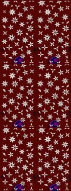 Kırmızı renkte etnik çiçeklerle süslenmiş zarif bir eskiz şekli. Raster Çiçek İllüstrasyonu güzel tekstil..