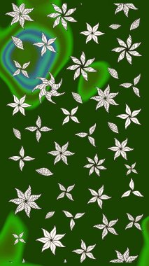 Üst manzara, yumuşak yeşil renk tarzı. Sevgililer günü ve tebrik kartı konsepti için şık bir davetiye. Çiçek kompozisyonu, el boyası, hassas şablon. Manzaralı çiçek deseni.