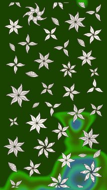 Raster illüstrasyonu. Çizim çiçek deseni duvar kâğıdı olarak kullanılabilir. Yeşil renkte çiçekler.