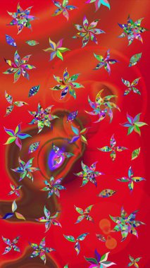 Raster illüstrasyonu. Çizim çiçek deseni duvar kâğıdı olarak kullanılabilir. Kırmızı renkte çiçekler.