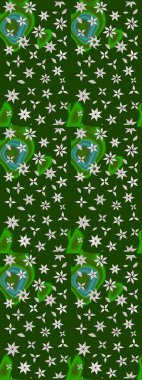 Manzaralı çiçek deseni. Çiçek kompozisyonu, el boyası, hassas şablon. Sevgililer günü ve tebrik kartı konsepti için şık bir davetiye. Üst manzara, yumuşak yeşil renk biçimi.