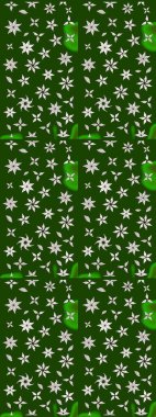 Suluboya çiçekli çiçek deseni. Yeşil renkte güzel bir tekstil. Raster illüstrasyonu.