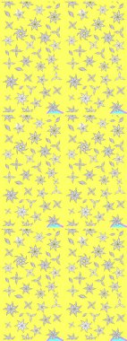 Raster illüstrasyonu. Nazikçe, sarı renkte bahar çiçekleri. Çiçek ve yapraklı karalama şeklinde Raster çiçek deseni.