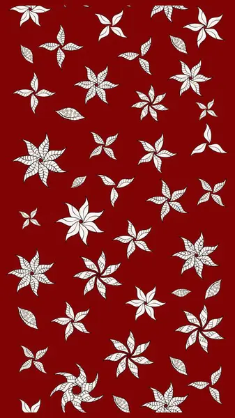 Raster illüstrasyonu. Çiçek duvar kâğıdı. Renkli çizim kalıbı. Çiçek arkaplan. Kırmızı renklerde şirin tekstil.