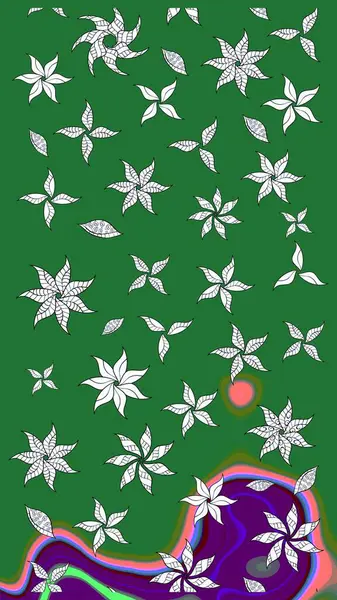 Sevimli çiçek raster deseni. Düz Çiçek Elementleri Tasarımı. Modaya uygun kumaş deseni. Renkli Yaz Teması çizim şablonu.