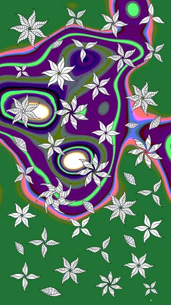 Renkli grunge soyut arkaplanı koloyeşil çiçeklerle süslüyor. Nakış desenli çiçek deseni. İzler, kumaş, duvar kağıtları, tekstil için raster dokusu.