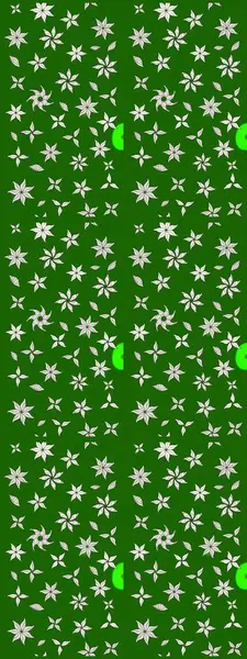 Yeşil renkli şirin çiçek deseni. Raster Modaya uygun kumaş deseni. Renkli Bahar Teması eskiz kalıbı. Düz Çiçek Elementleri Tasarımı.