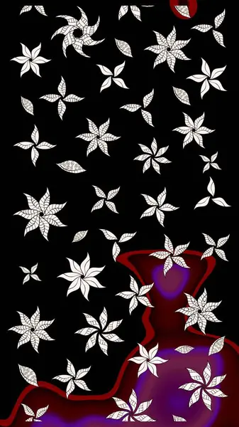 Çiçek desenli eskiz. Siyah renkli çiçekler. Tişört baskısı için çiçek boyama rasteriName.