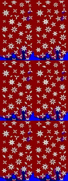 Raster illüstrasyonundaki çiçek desenli çizim. Kırmızı renkte çiçekler. Renkli Bahar Teması eskiz kalıbı. Düz Çiçek Elementleri Tasarımı.