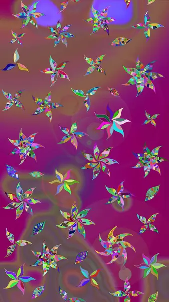 Güzel kumaş deseni. Raster illüstrasyonu. El çizimi. Çiçekler, dallar, otlar ve çiçekler.