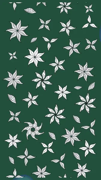 Raster illüstrasyonu. Çiçek desenli çizim. Raster illüstrasyonu. Asya tekstil tarzında. Yeşil renkte çiçekler.