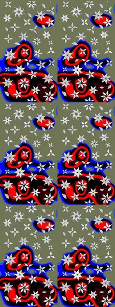 Raster düz çiçek çizim deseni. Hediye ambalaj kağıdı, tebrik kartları, posterler ve pankart tasarımı. Yeşil renkte çiçekler.