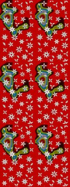 Kumaş desenli papatya çiçeği detayı. Kırmızı renkte çiçekler.