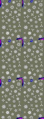 Çiçek duvar kâğıdı. Yeşil renkli şirin tekstil. Çiçek arkaplan. Renkli çizim kalıbı. Raster illüstrasyonu.