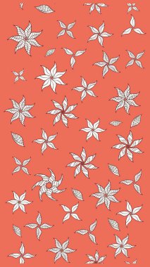 Turuncu renkli çiçekler. Raster illüstrasyonundaki çiçek desenli çizim. Düz Çiçek Elementleri Tasarımı. Renkli Yaz Teması çizim şablonu.