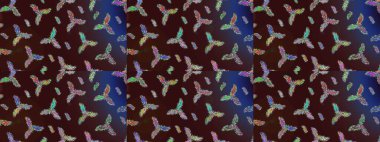 El çizimi, dövme stili karalama, kumaş tasarımı ve Raster illüstrasyonunda kartlar. Contour kahverengi, menekşe ve mor mandala şekilli kar taneleri sanat terapisi tarzı zen çizim için..