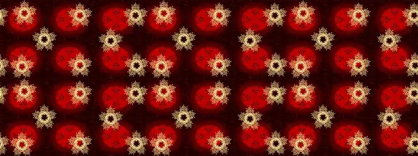 Raster illüstrasyonu. Noel ve yeni yıl moda baskıları için tatil tasarımı. Kırmızı, kahverengi ve siyah renkler. Kar tanelerinin soyut arkaplanlı Noel deseni.