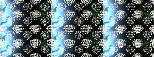 Mavi, gri ve siyah renkte çiçekler. Raster illüstrasyonunda kusursuz çiçek deseni.