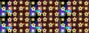 Kış kar tanesi, raster arka plan. Raster illüstrasyonu. Yüzey için tekrarlanan doku, ambalaj kağıdı, kahverengi, sarı ve siyah renkler. Renkli arka planda izole edilmiş güzel kar taneleri.