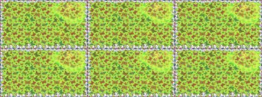 Raster Kelebekleri deseni. Yeşil ve sarı renklerin çizimi. Güzel bir kumaş tasarımı. Soyut çizim arkaplanı.