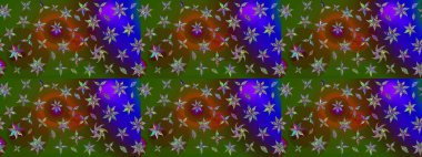 Yeşil renkte güzel çiçekler, suluboya desenli, duvar kağıdı, kart ya da kumaş için fayanslı eskizler. Raster..