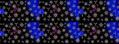 Raster deseni. Soyut çiçek çizim kalıbı arka planı. Küçük çiçekteki sevimli çiçek deseni. Siyah renklerde. Raster illüstrasyonu.