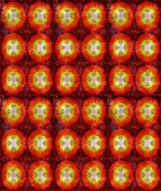 Renkli arka planda izole tatlı kar taneleri. Yuvarlak raster kar tanesi. Güzel kar tanesi. Raster illüstrasyonu. Soyut kış kırmızı, turuncu ve kahverengi süslemeleri.