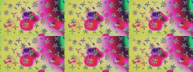 Çizgi çizimi kalıbı. Şirin çiçekler. Raster Moda kumaş deseni.