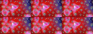 Kabile sanatı boho baskısı, klasik çiçek arkaplanı. Soyut etnik raster çizim kalıbı. Arkaplan dokusu, duvar kağıdı, kırmızı renkli çiçek teması.