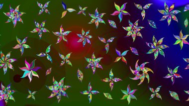 Yeşil renkli çiçekler. Renkli Bahar Teması eskiz kalıbı. Düz Çiçek Elementleri Tasarımı. Güzel çiçek deseni..