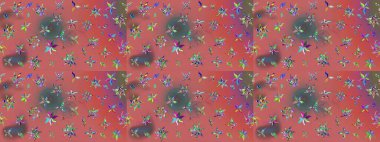 Nazik, yaz çiçekleri pembe renklerde. Raster illüstrasyonu. Raster çiçek desenli ve çiçekli..