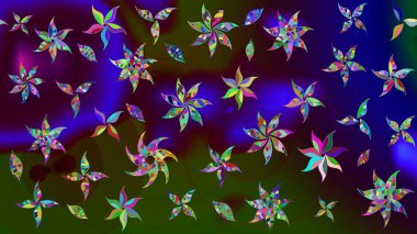 Renkli Bahar Teması eskiz kalıbı. Chichi 'nin kumaş kalıbını çiz. Düz Çiçek Elementleri Tasarımı. Çiçek deseni. Raster illüstrasyonu.