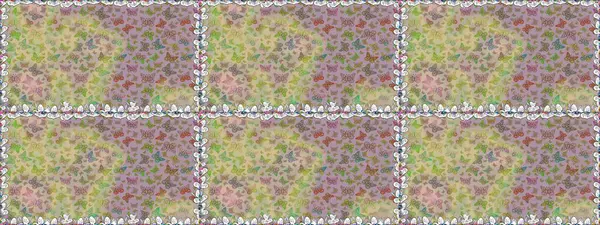 Raster illüstrasyonu. Tekstil, duvar kâğıtları, web sayfası arkaplanları ve yüzey dokuları için mükemmel. Tropikal temalı kelebek deseni. Tarafsız renklerde sevimli kelebek çizim deseni.