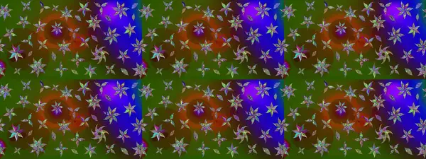 Yeşil renkte güzel çiçekler, suluboya desenli, duvar kağıdı, kart ya da kumaş için fayanslı eskizler. Raster..