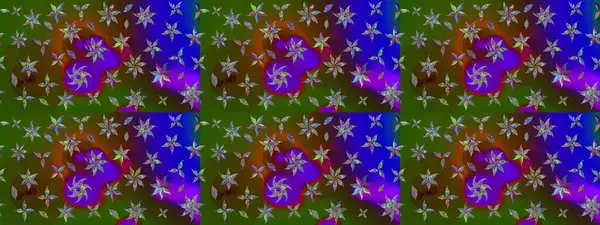 Yeşil renkli çiçekler. Düz Çiçek Elementleri Tasarımı. Renkli Bahar Teması eskiz kalıbı. Raster illüstrasyonunda çiçek deseni çizimi.