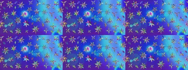 Çiçek ve yapraklı çiçek deseni. Küçük çiçekli şirin bir desen. Raster illüstrasyonu.