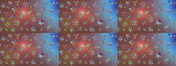 Düz Çiçek Elementleri Tasarımı. Raster illüstrasyonundaki çiçek desenli çizim. Kahverengi renkli çiçekler. Renkli Bahar Teması çizim şablonu.