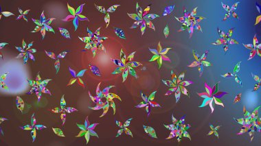 Raster - stok. Eskiz arkaplan modeli. Yapraklı çiçekler ve kahverengi renkli papatya çiçekleri..