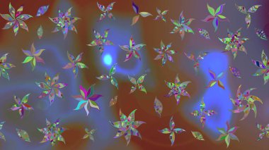 Kahverengi renkler ve parlak çiçekler üzerine soyut çizim deseni. Küçük çiçekte hoş bir çiçek deseni var. Çiçek elementli zarif raster dokusu..