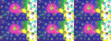 Bir sürü mavi soyut çiçekli tropikal eskiz deseni. Küçük çiçekteki sevimli çiçek deseni. Varicoloblue raster çizimi.