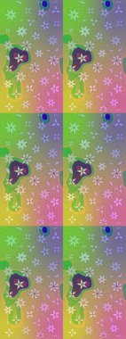 Suluboya çiçekli çiçek deseni. Raster illüstrasyonu. Yeşil renkli Asyalı tekstil.